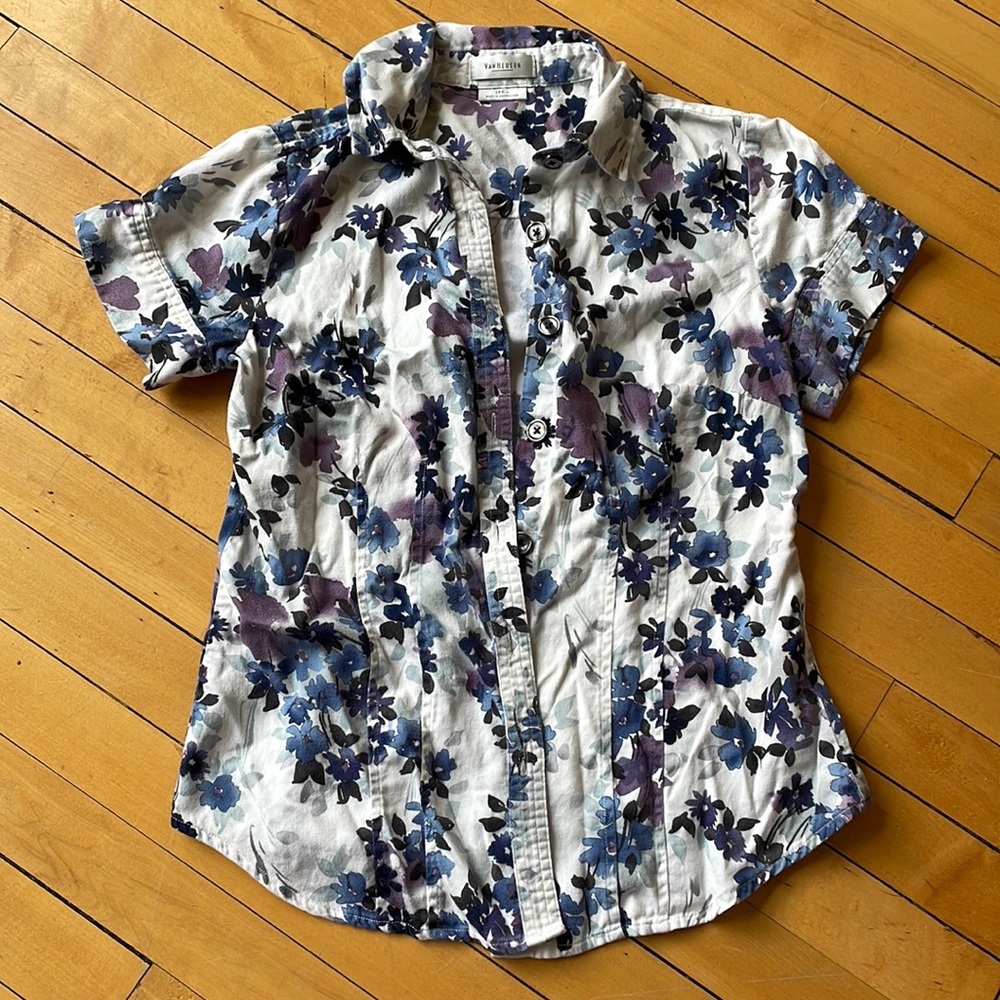 Pure Cotton floral Cinched Waist Dress Shirt